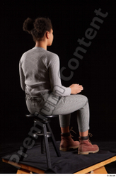 Whole Body Woman Black Sweatshirt Trousers Average Sitting Studio photo references